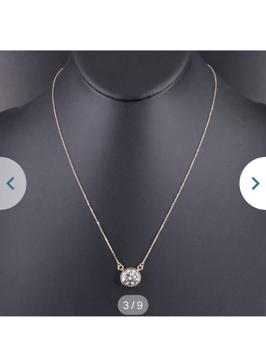 Delicate Gold Bezel Solitaire Pendant Necklace With 394 Ct Lab Diamond